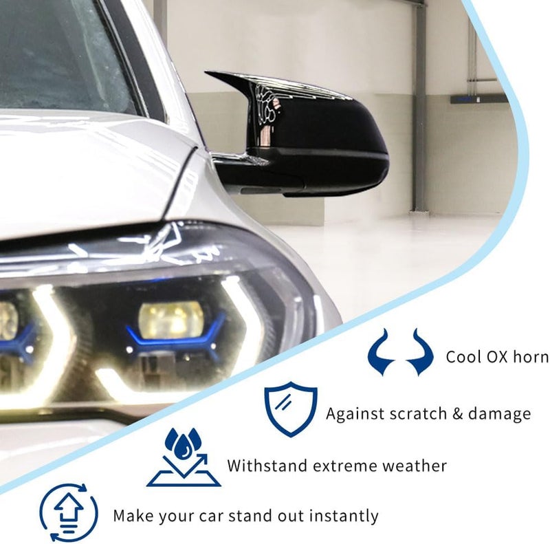 XPHAZZ Side Mirror Cover Compatible with X3 G01 X4 G02 / Pre-lci X5 G05 X6 G06 X7 G07 (Gloss Black, G01 G02 G05) - Image 3